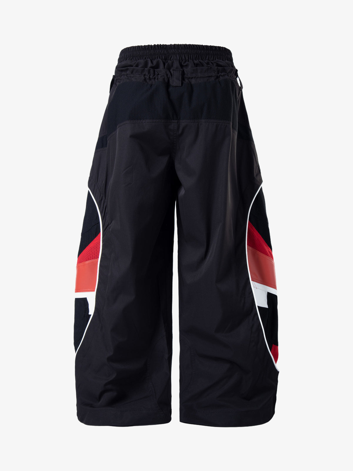 ZHANLAI COLORBLOCK CARGO WIDE LEG PANTS; Black; back view