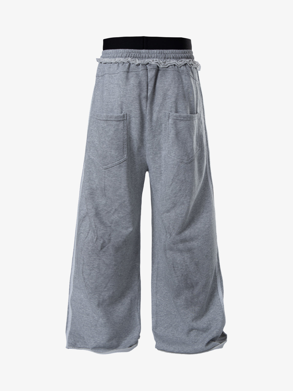 ZHANLAI SCRIPT PANEL WIDE SWEATPANTS; Gray; back view