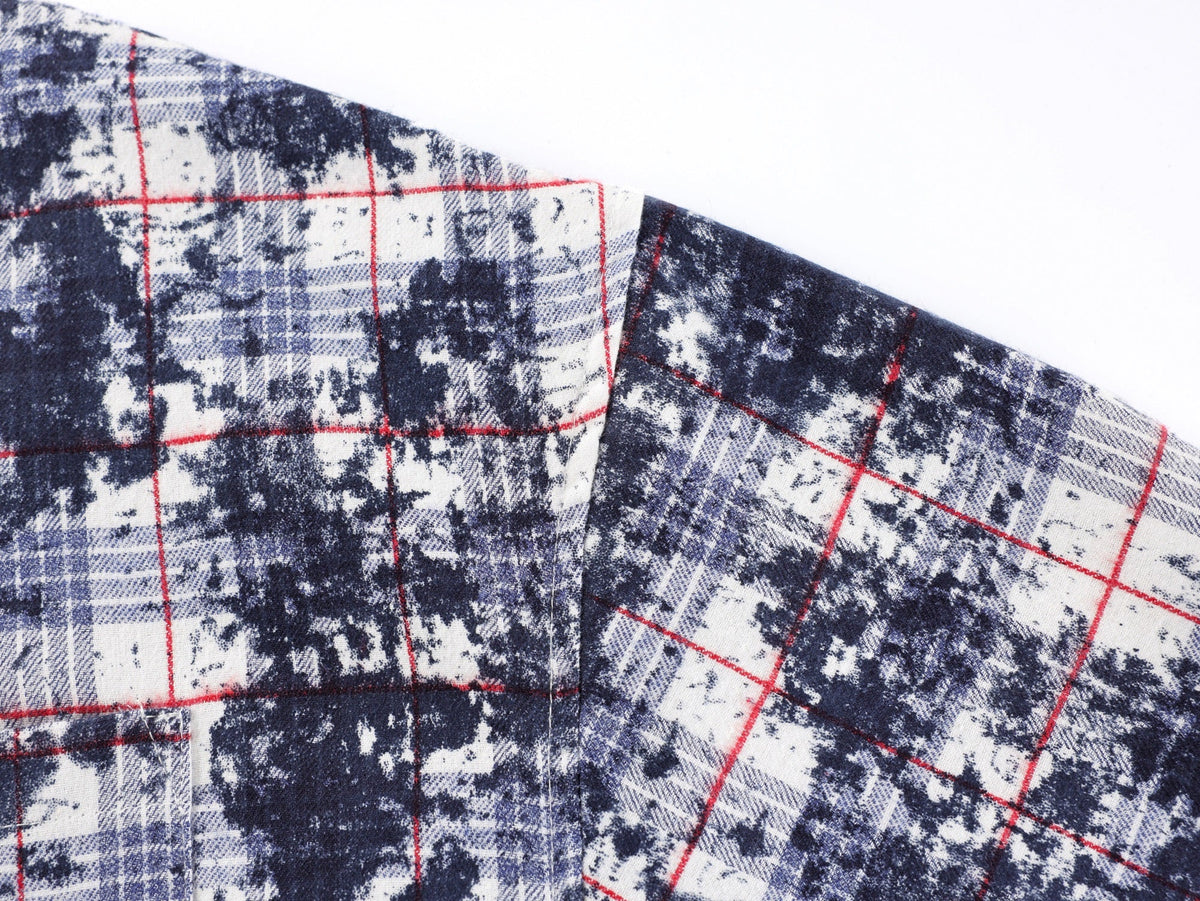 BLACK E78 SPLATTER PRINT PLAID SHIRT; White; design detail