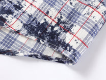 BLACK E78 SPLATTER PRINT PLAID SHIRT; White; fabric detail