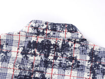 BLACK E78 SPLATTER PRINT PLAID SHIRT; White; garment construction detail