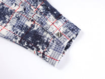 BLACK E78 SPLATTER PRINT PLAID SHIRT; White; garment construction detail