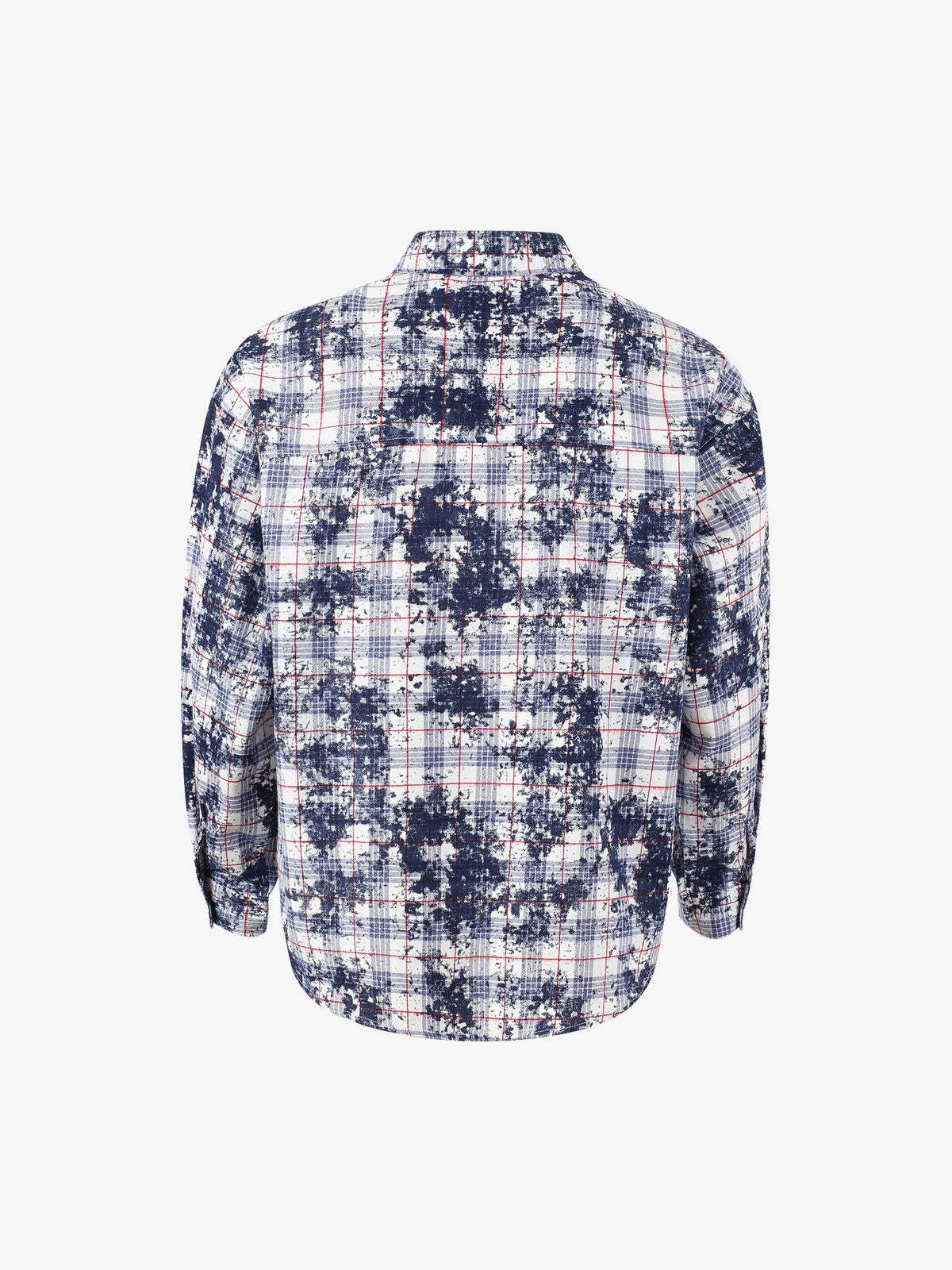 BLACK E78 SPLATTER PRINT PLAID SHIRT; White; back view