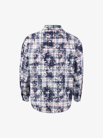 BLACK E78 SPLATTER PRINT PLAID SHIRT; White; back view