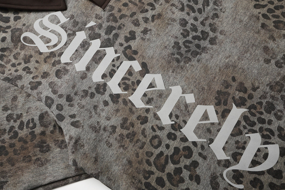 CHAN YOOU LEOPARD PRINT POLO SHIRT; Gray Leopard; design detail