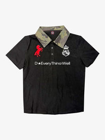 DETW CAMO HORSE GRAPHIC POLO SHIRT; Black; front view