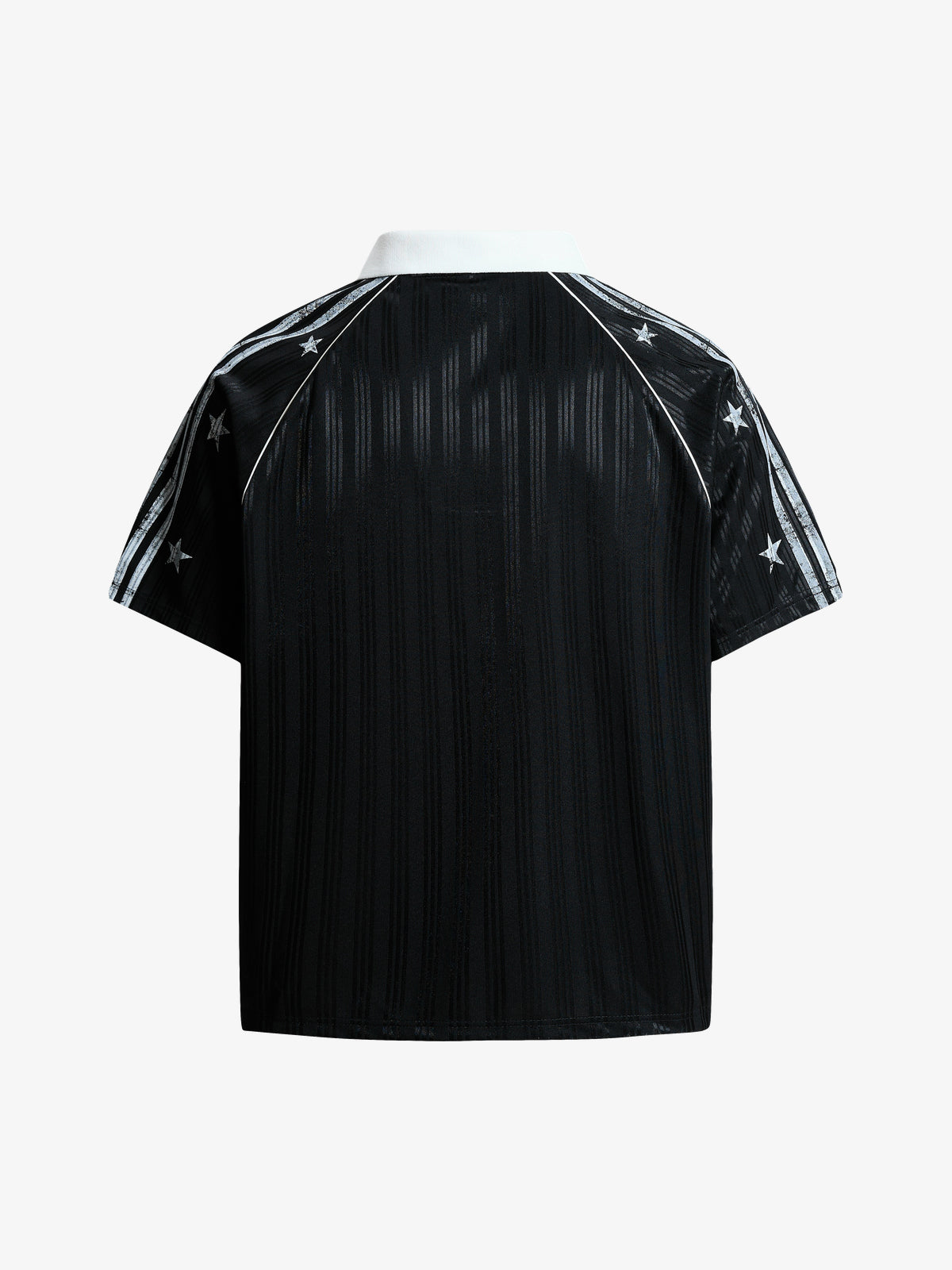 OREETA RACING SCRIPT PANEL POLO SHIRT; Black; back view