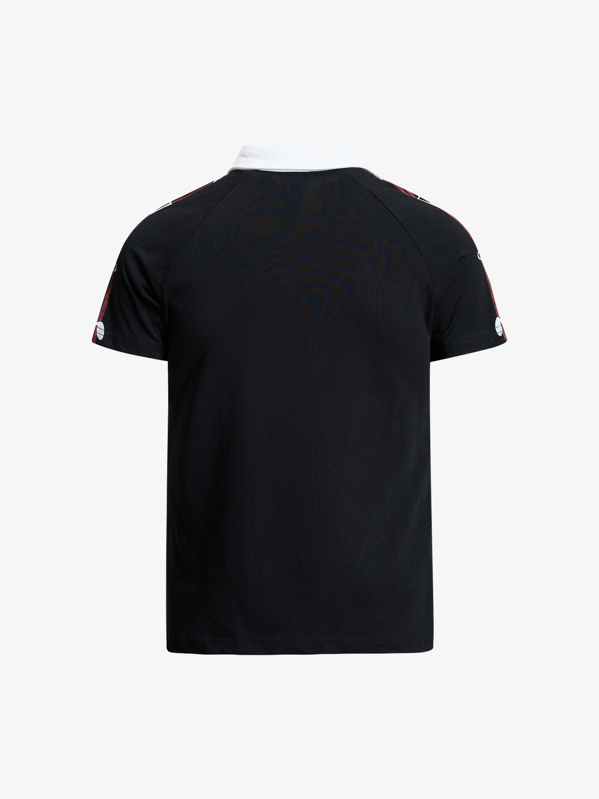 OREETA MUSIC NOTE STRIPE POLO SHIRT; Black; back view