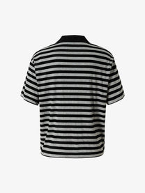 WHOLATE STRIPED COLLAGE POLO SHIRT; Gray Striped; back view
