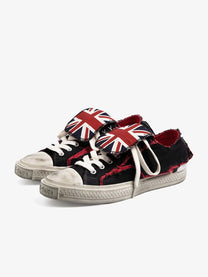 CAT SOFA DECONSTRUCTED FLAG TONGUE SNEAKERS; Black; product view