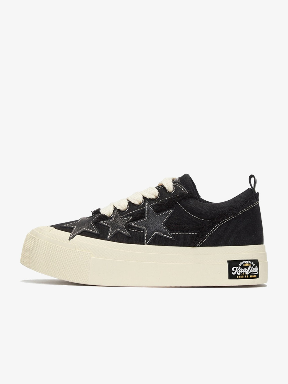 KAALIXTO STAR PATCH PLATFORM SNEAKERS; Black; overall product view