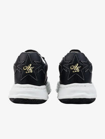KAALIXTO STAR DETAIL SHELL TOE SNEAKERS; Black; heel view
