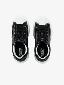KAALIXTO STAR DETAIL SHELL TOE SNEAKERS; Black; top view