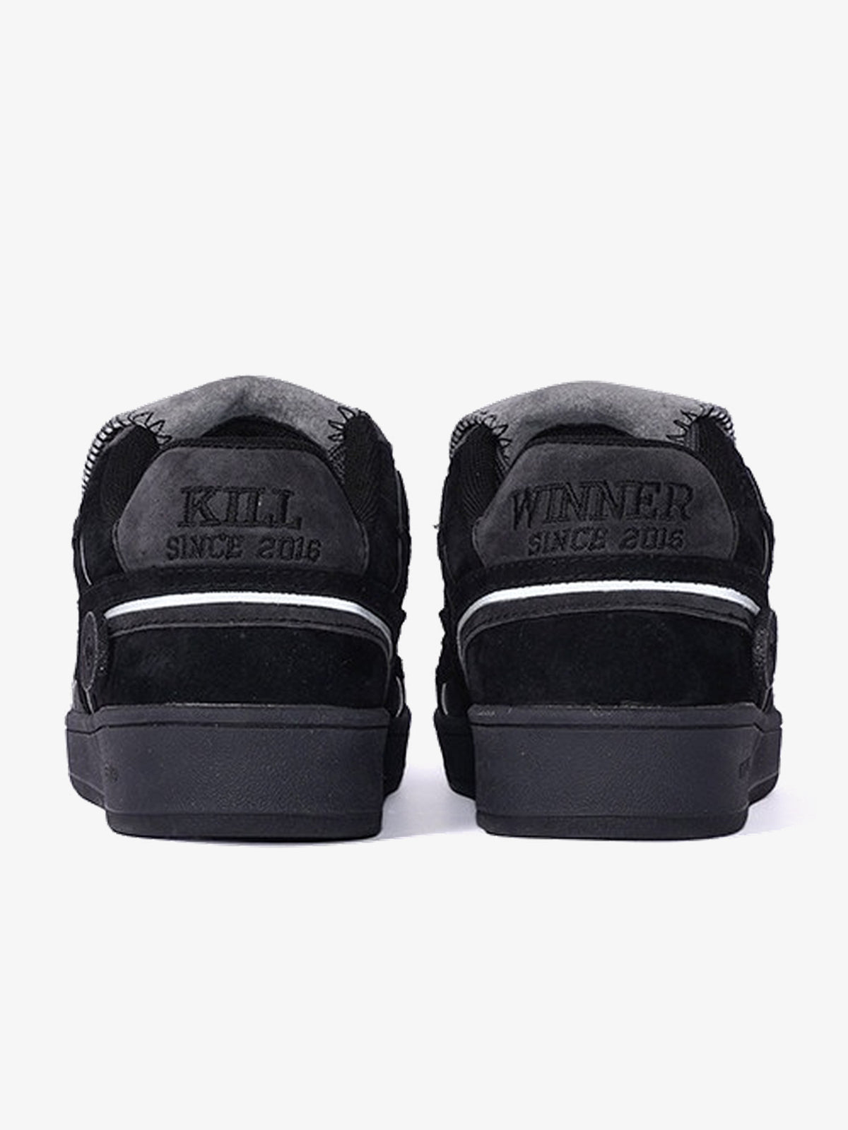 KILL WINNER STAR PANEL COURT SNEAKERS; Black; heel view