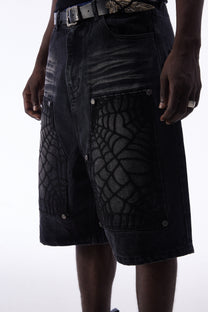 ATSF30 WASHED LONG JORTS; Black; model view
