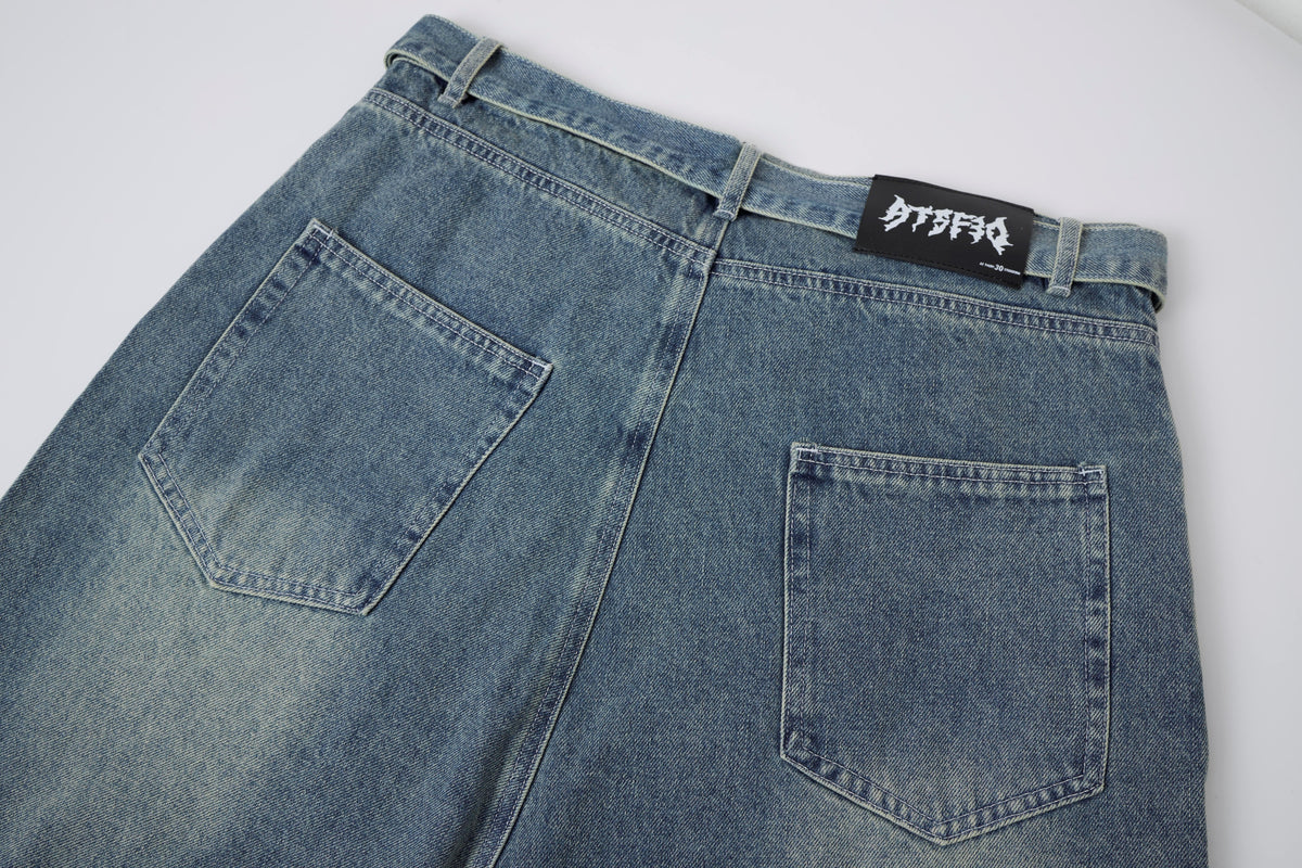 ATSF30 WASHED LONG JORTS; Blue; garment construction detail