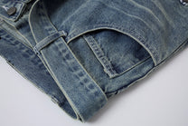 ATSF30 WASHED LONG JORTS; Blue; garment construction detail