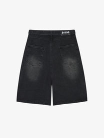 ATSF30 WASHED LONG JORTS; Black; back view
