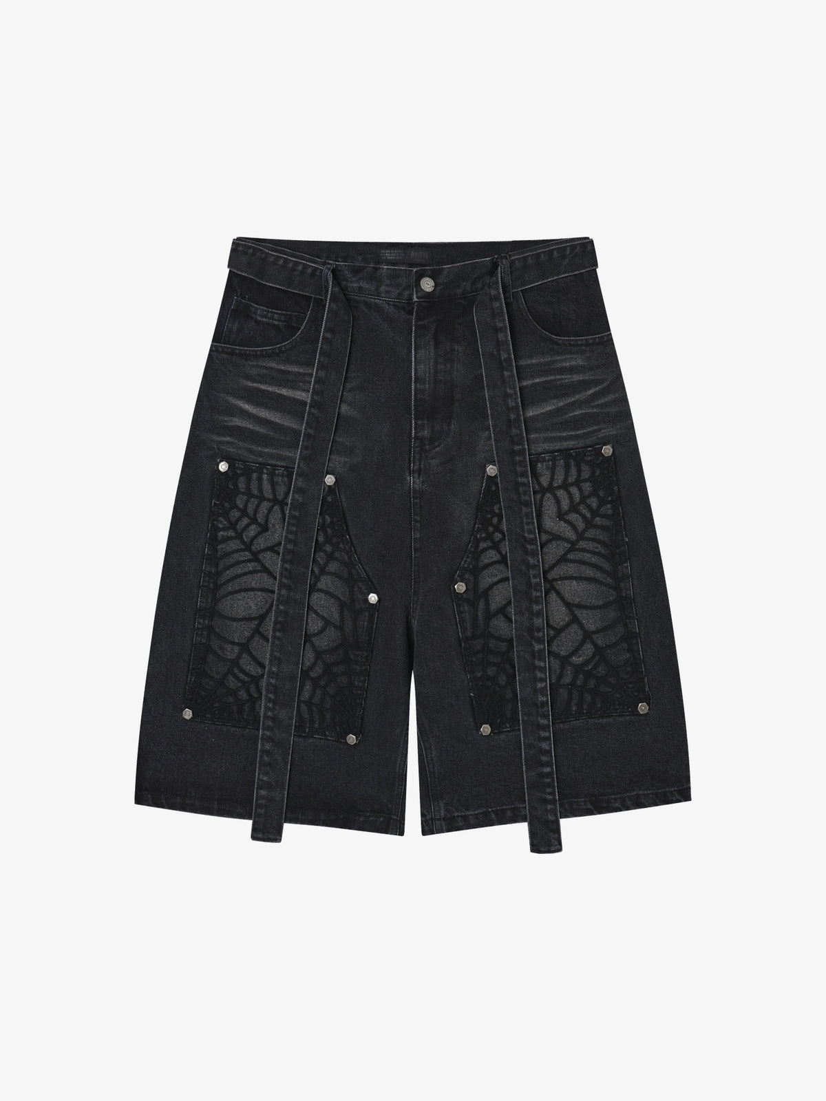 ATSF30 WASHED LONG JORTS; Black; front view