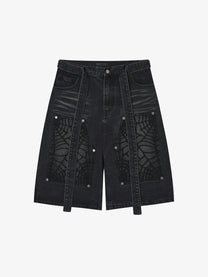 ATSF30 WASHED LONG JORTS; Black; front view