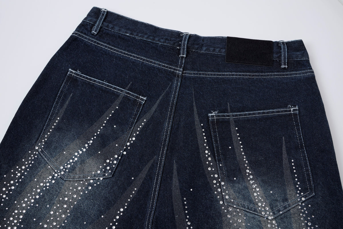 ATSF30 WASHED PANEL LONG JORTS; Black; design detail