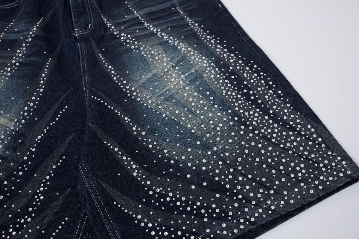 ATSF30 WASHED PANEL LONG JORTS; Black; design detail