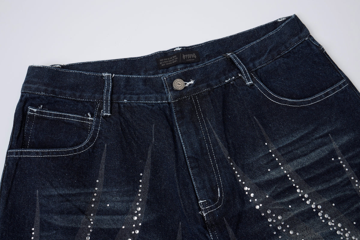 ATSF30 WASHED PANEL LONG JORTS; Black; garment construction detail