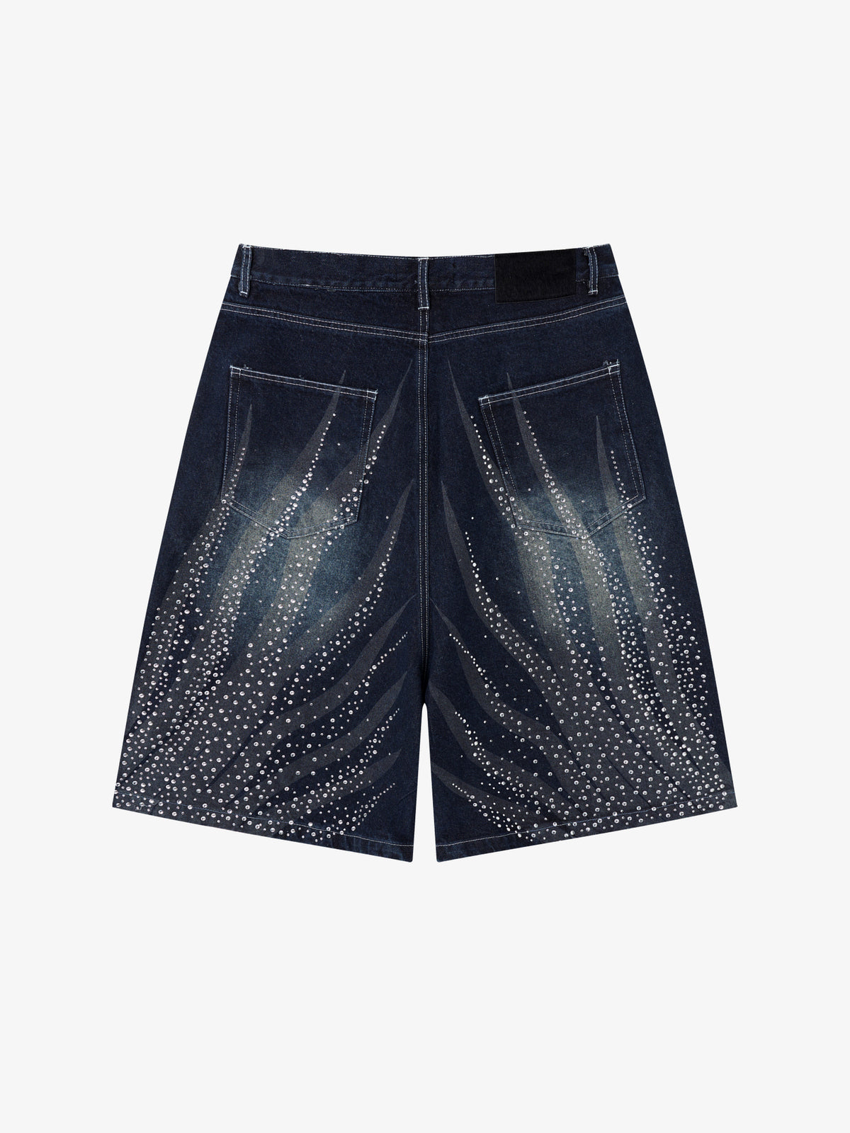 ATSF30 WASHED PANEL LONG JORTS; Black; back view