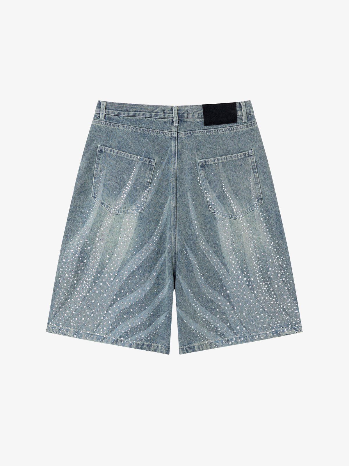ATSF30 WASHED PANEL LONG JORTS; Blue; back view