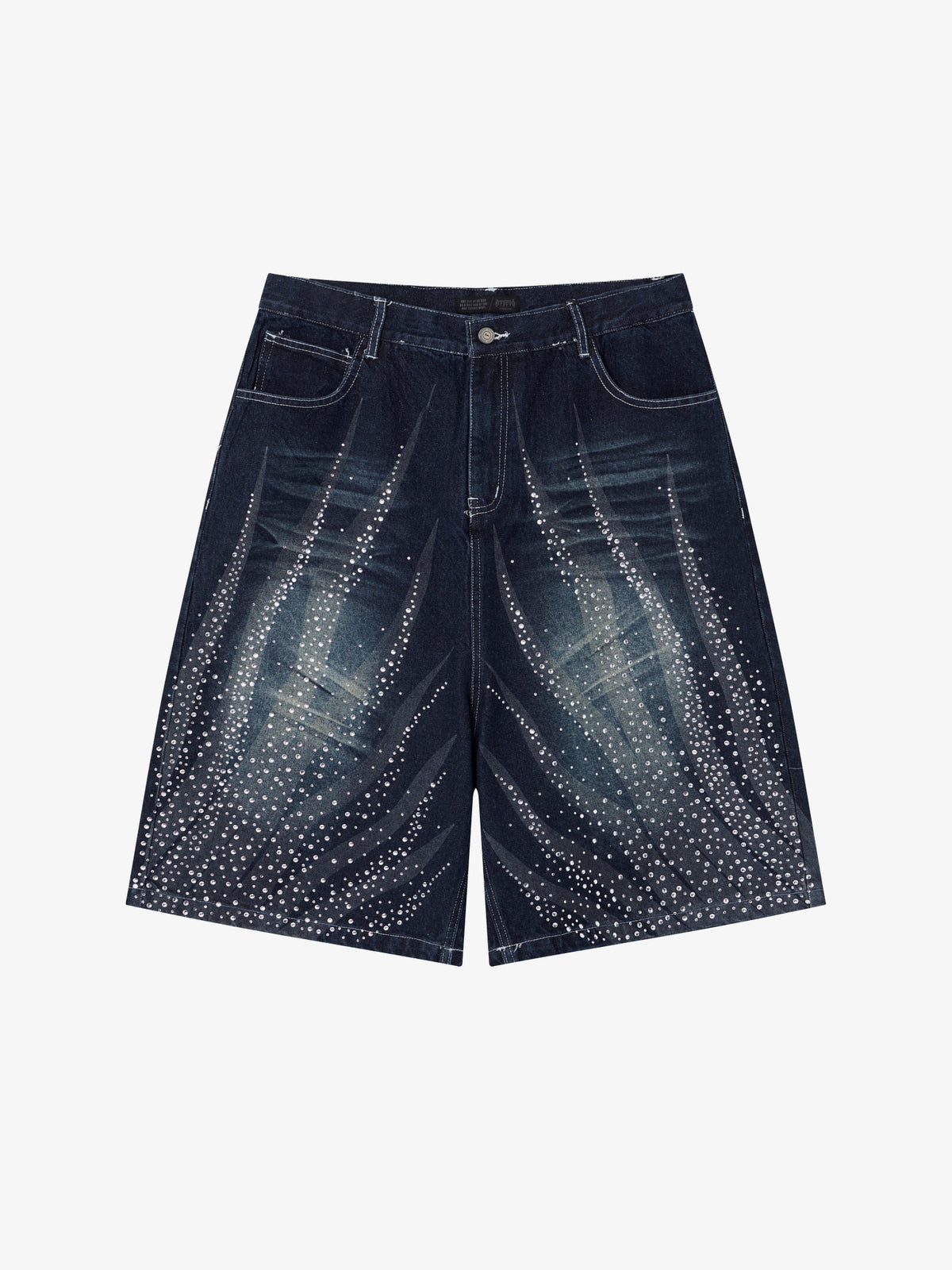 ATSF30 WASHED PANEL LONG JORTS; Black; front view