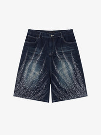 ATSF30 WASHED PANEL LONG JORTS; Black; front view
