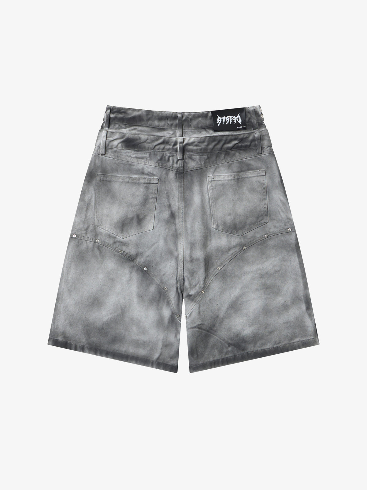 ATSF30 WASHED CARGO POCKET JORTS; Gray; back view