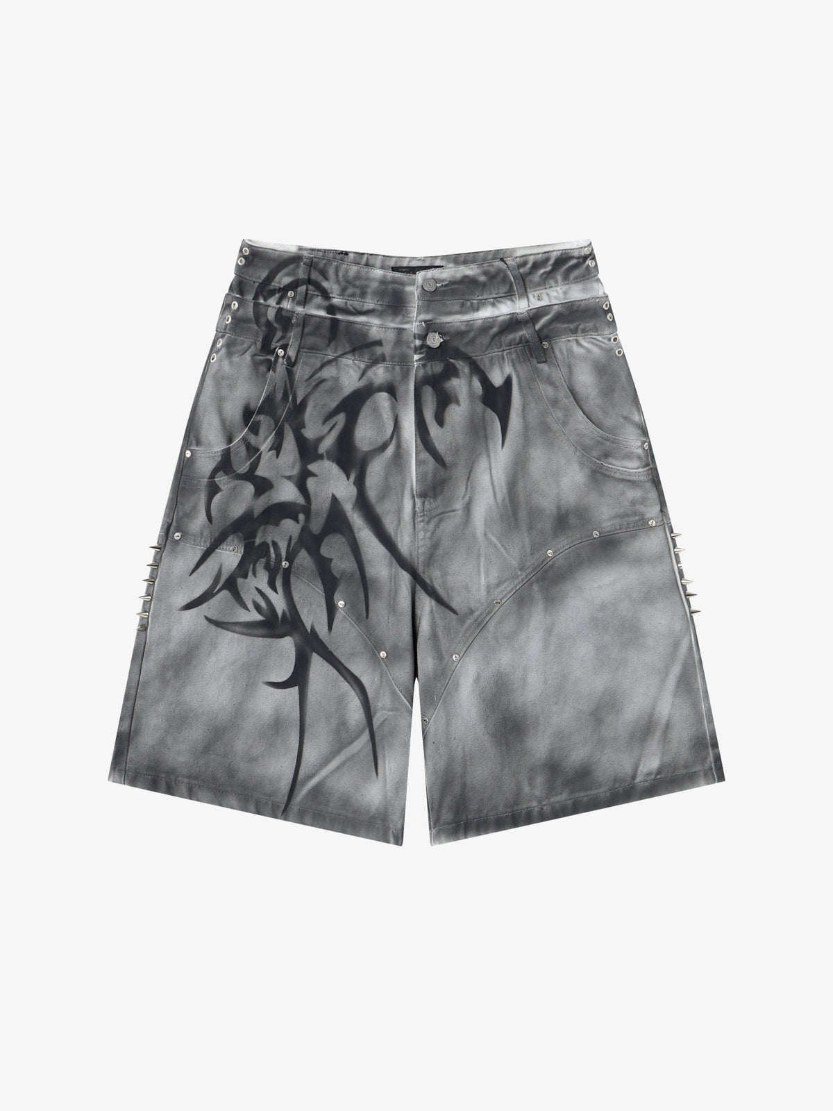 ATSF30 WASHED CARGO POCKET JORTS; Gray; front view