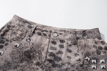 BF BORFEND LEOPARD PRINT STUDDED SHORTS; Gray; design detail