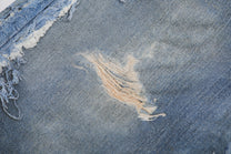 BLANKIN DISTRESSED WASHED JORTS; Blue; design detail