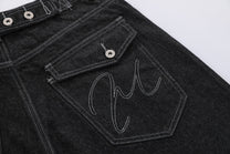 BLANKIN CONTRAST STITCH JORTS; Black; design detail
