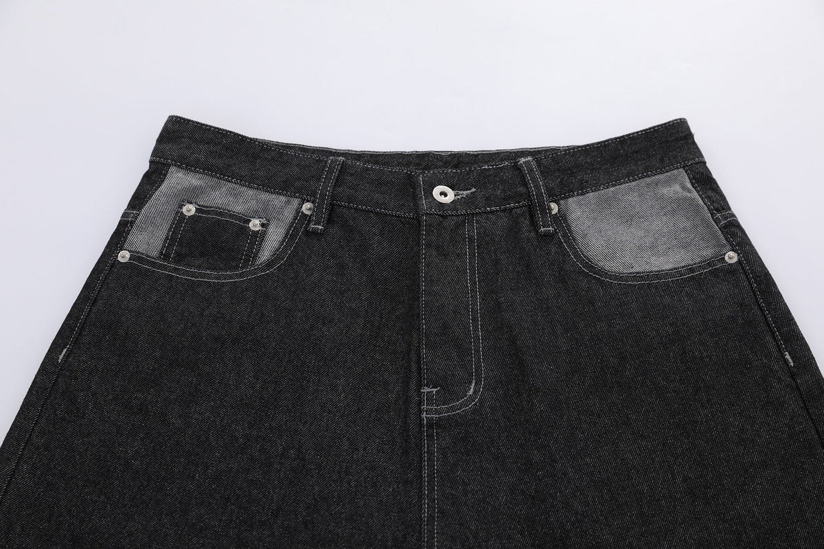 BLANKIN CONTRAST STITCH JORTS; Black; design detail