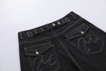 BLANKIN CONTRAST STITCH JORTS; Black; design detail