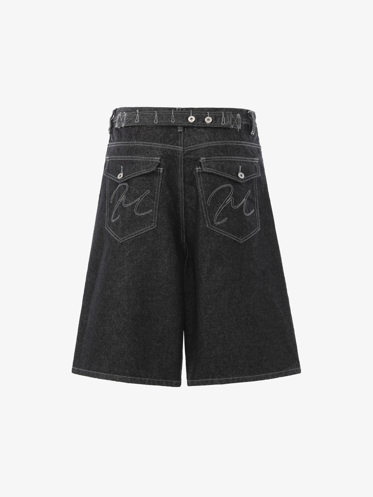 BLANKIN CONTRAST STITCH JORTS; Black; back view