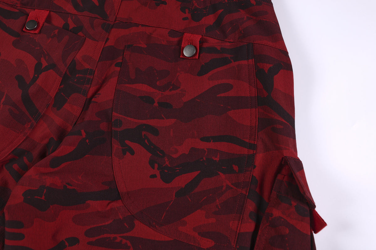 CHAOGU CAMO UTILITY SHORTS; Red Camo; design detail