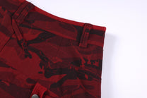 CHAOGU CAMO UTILITY SHORTS; Red Camo; garment construction detail