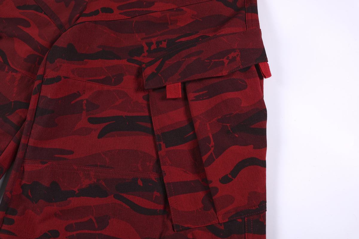 CHAOGU CAMO UTILITY SHORTS; Red Camo; design detail