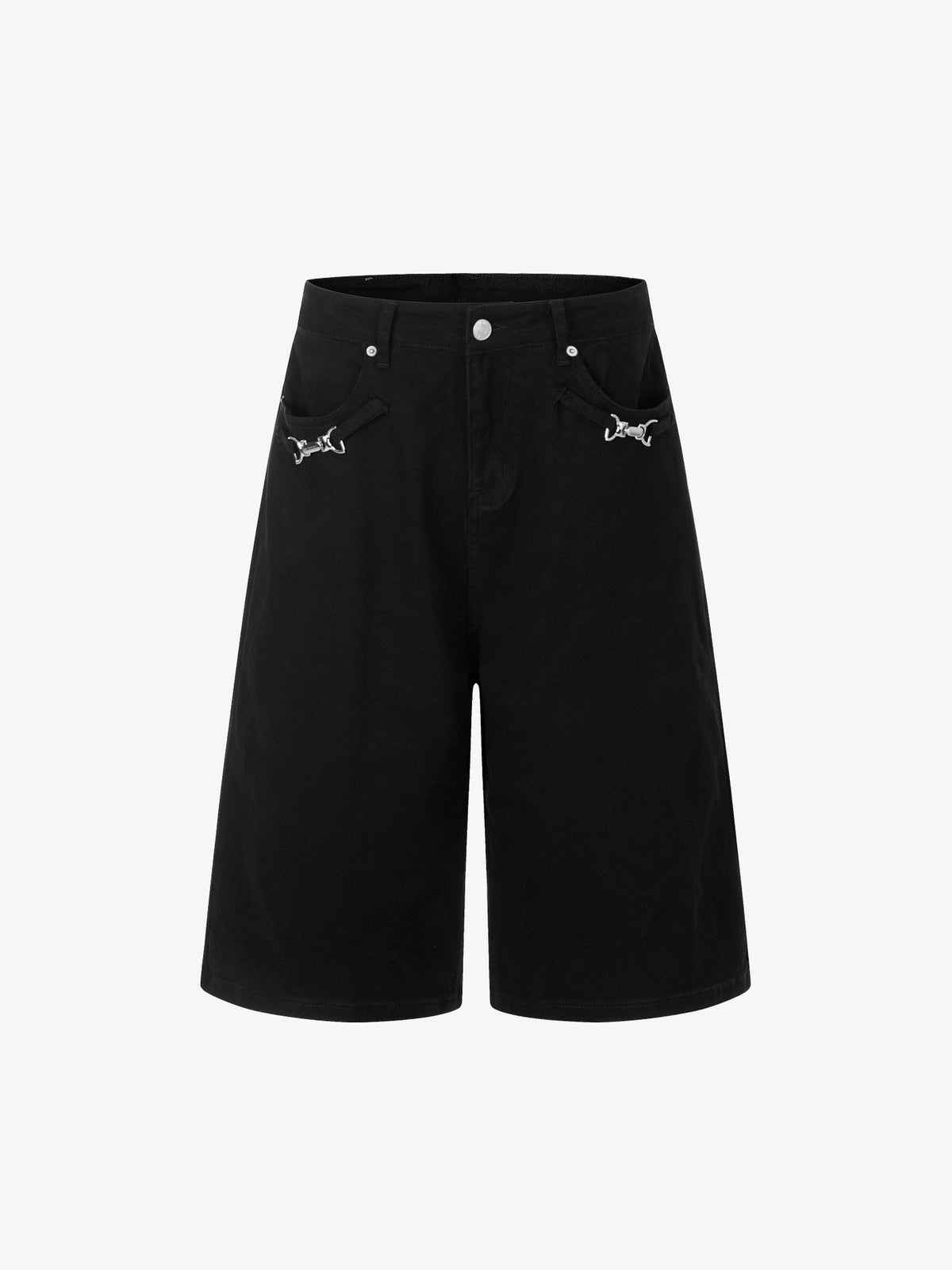 MEIM CLIP STRAP JORTS; Black; front view