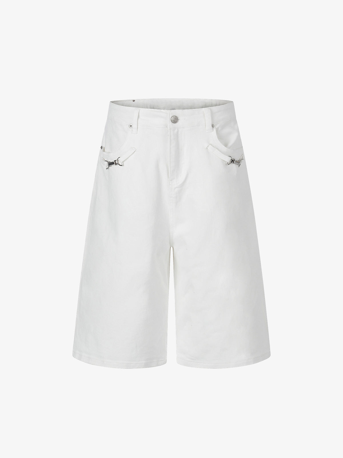 MEIM CLIP STRAP JORTS; White; front view