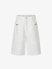 MEIM CLIP STRAP JORTS; White; front view