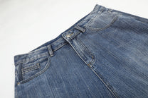MEIM BEADED EMBROIDERY SHORTS; Blue; garment construction detail