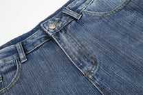 MEIM BEADED EMBROIDERY SHORTS; Blue; garment construction detail