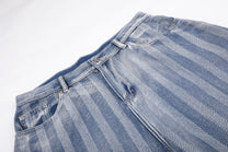 MEIM FADED PINSTRIPE JORTS; Blue; design detail