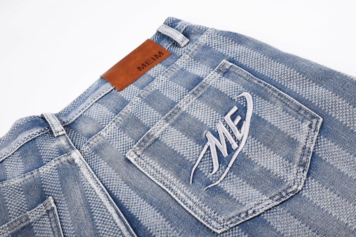MEIM FADED PINSTRIPE JORTS; Blue; design detail