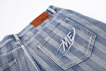 MEIM FADED PINSTRIPE JORTS; Blue; design detail